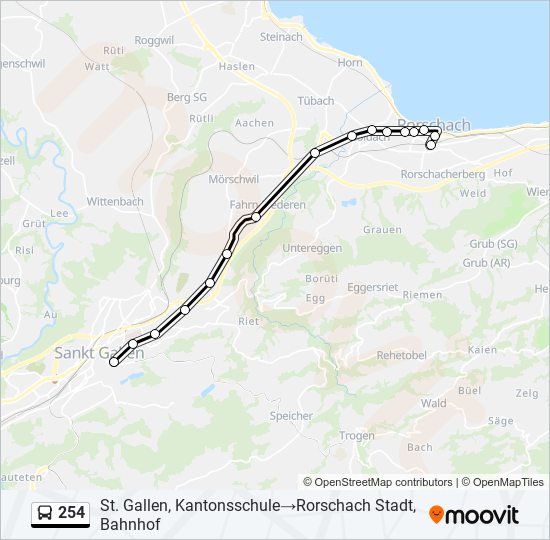 254 bus Line Map