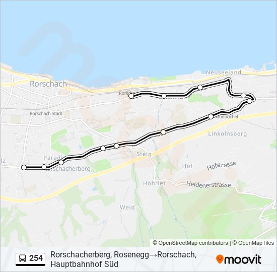 254 bus Line Map