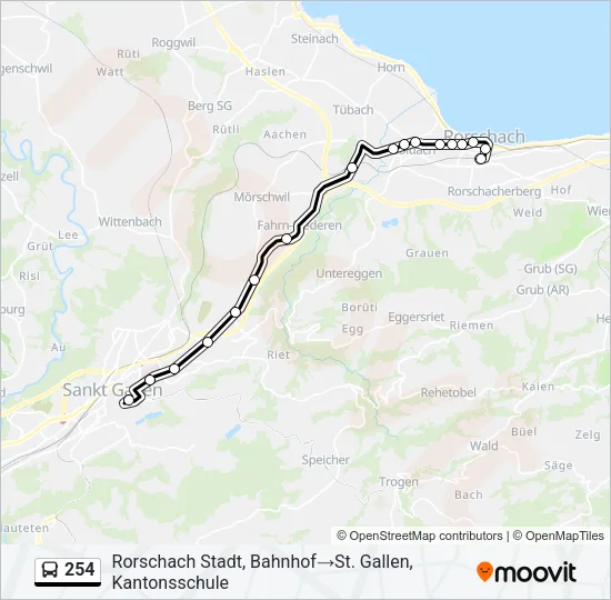 254 Bus Line Map