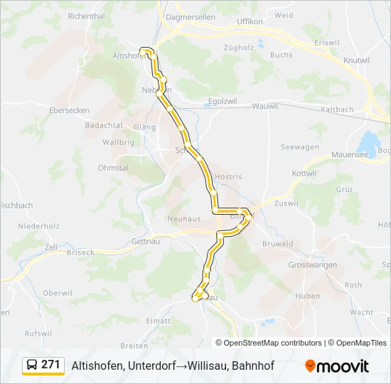 Plan de la ligne 271 de bus