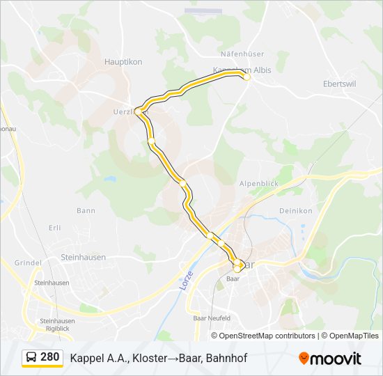 280 Bus Line Map
