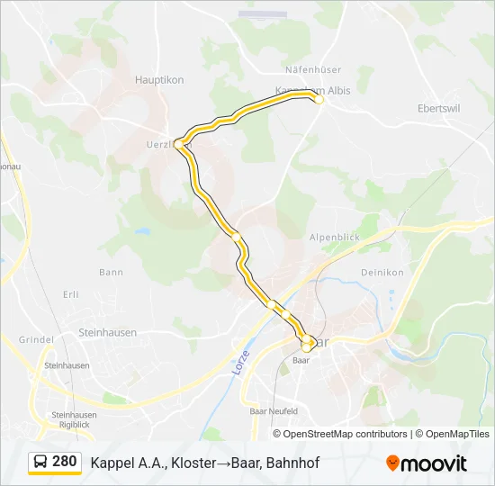 280 Bus Line Map