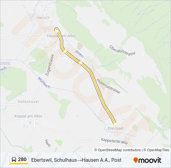 280 Bus Line Map