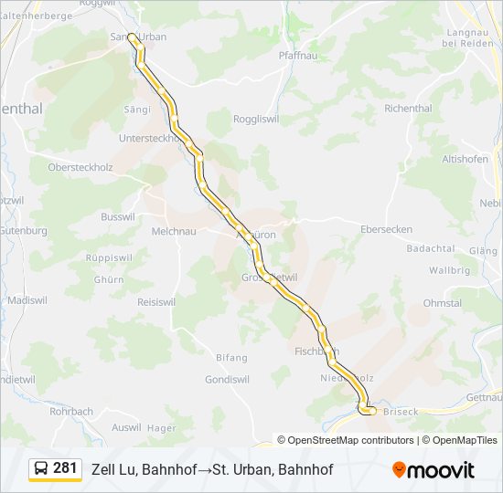 281 Route Fahrpläne, Haltestellen & Karten Zell Lu, Bahnhof‎→St
