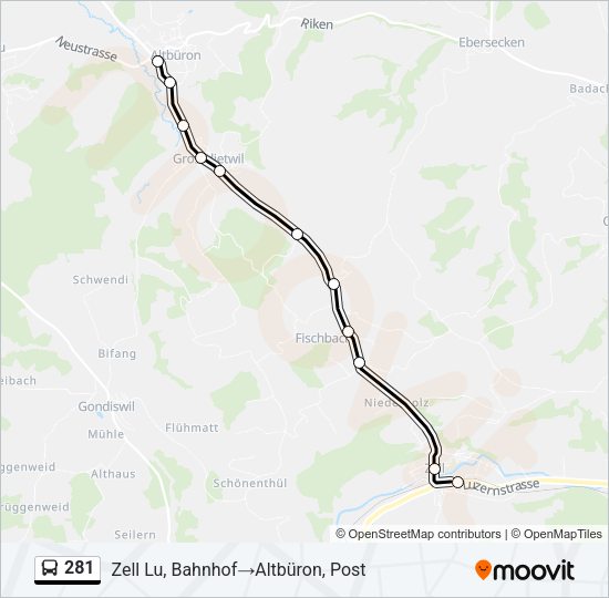 281 Bus Line Map