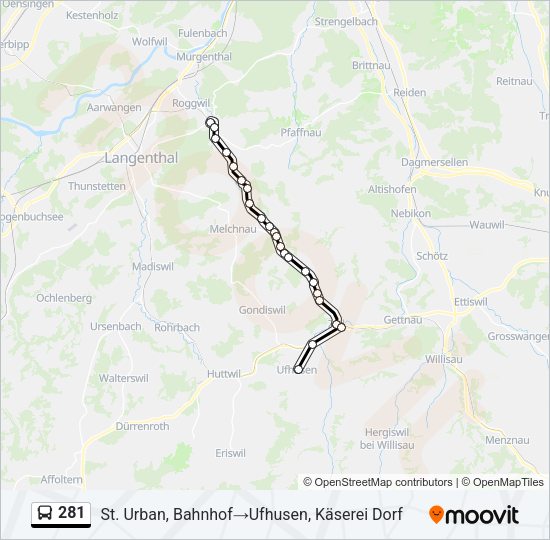 281 Bus Line Map