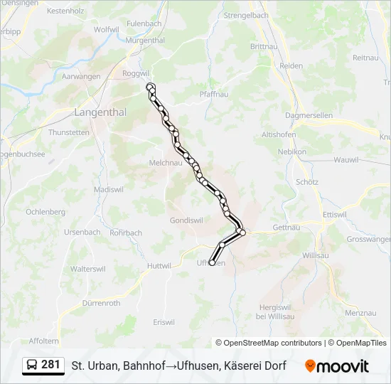 281 Bus Line Map