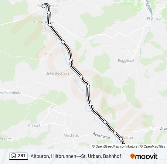 281 Bus Line Map