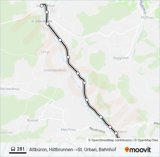 281 Bus Line Map