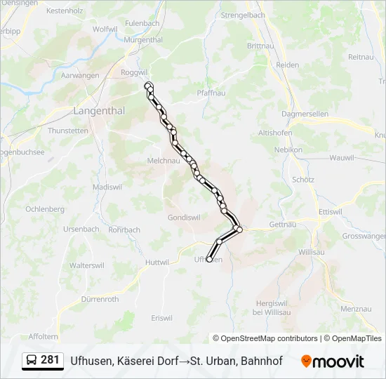 281 Bus Line Map