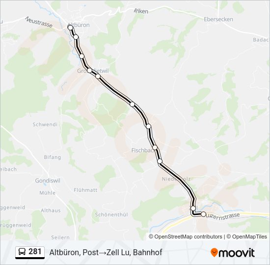 281 Bus Line Map
