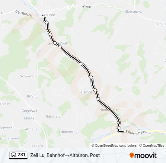 281 Bus Line Map