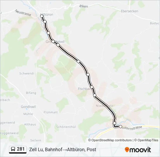 281 Bus Line Map