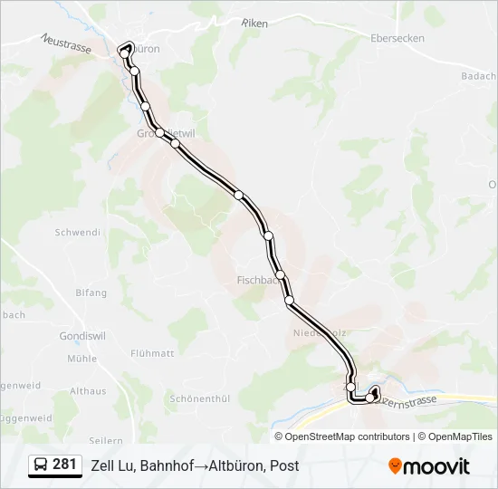 281 Bus Line Map