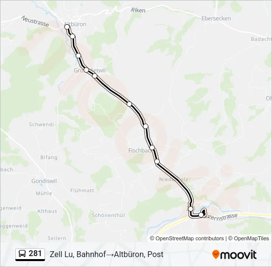 281 Bus Line Map