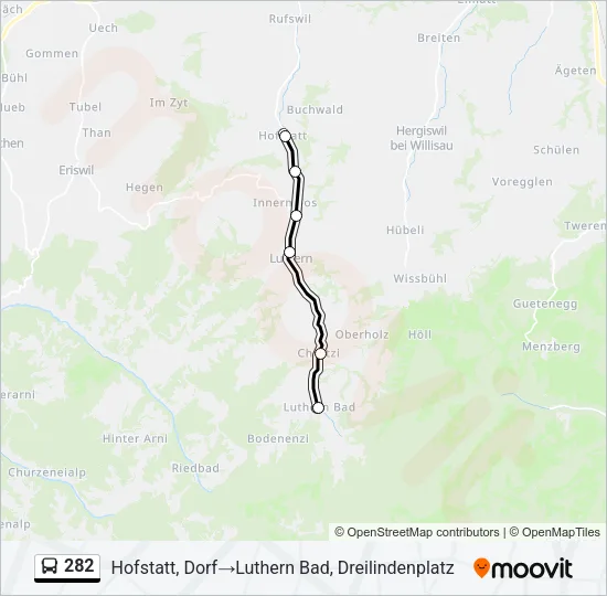 Plan de la ligne 282 de bus