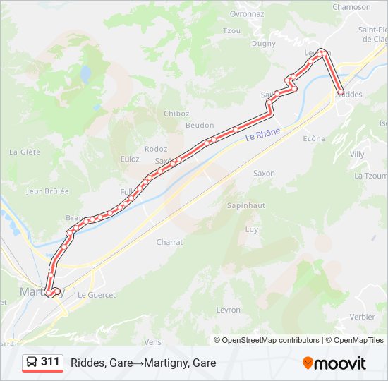 Plan de la ligne 311 de bus