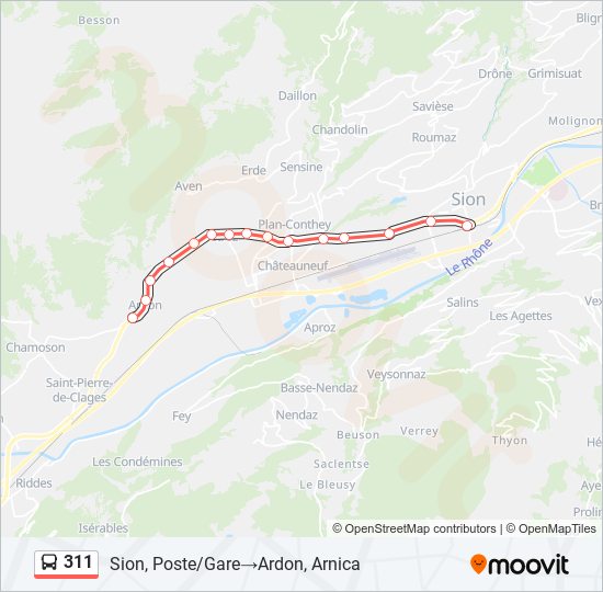 Plan de la ligne 311 de bus