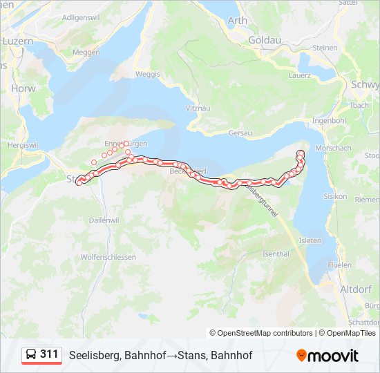 Plan de la ligne 311 de bus