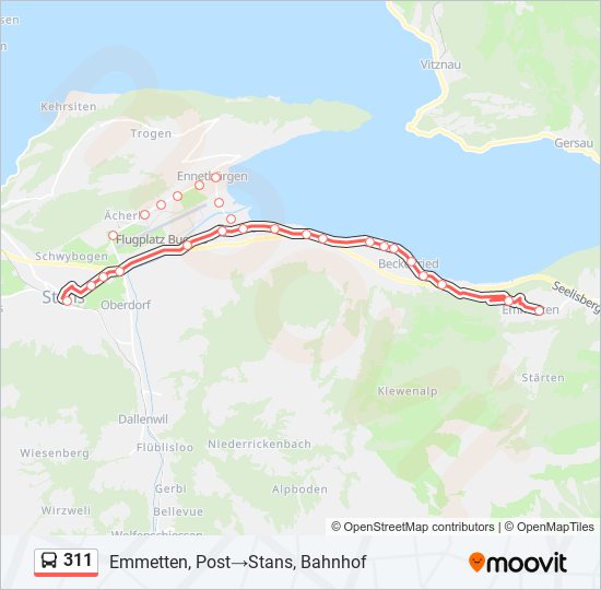 Plan de la ligne 311 de bus