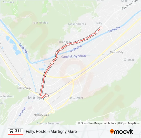 Plan de la ligne 311 de bus