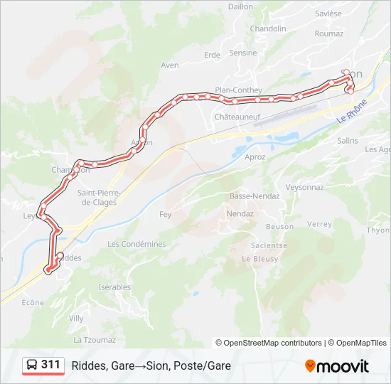 Plan de la ligne 311 de bus