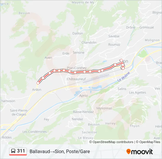 Plan de la ligne 311 de bus
