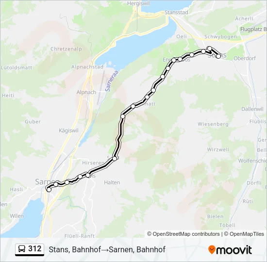 Plan de la ligne 312 de bus