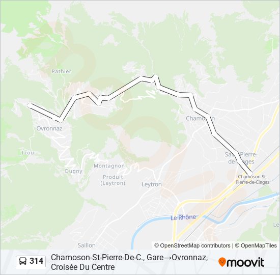 Plan de la ligne 314 de bus