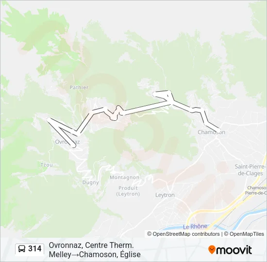 Plan de la ligne 314 de bus