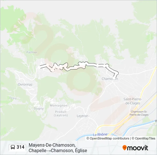 Plan de la ligne 314 de bus