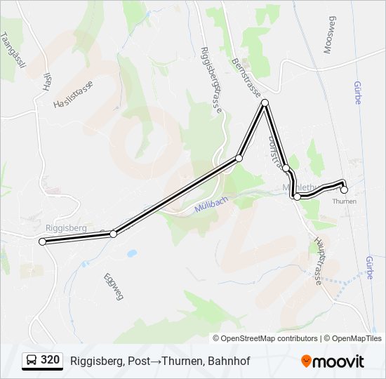 Plan de la ligne 320 de bus