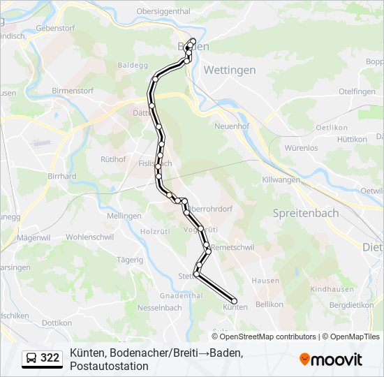 Buslinie 322 Karte