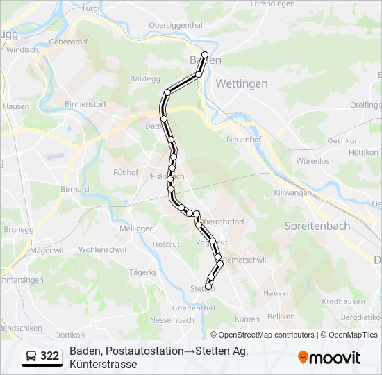 322 bus Line Map