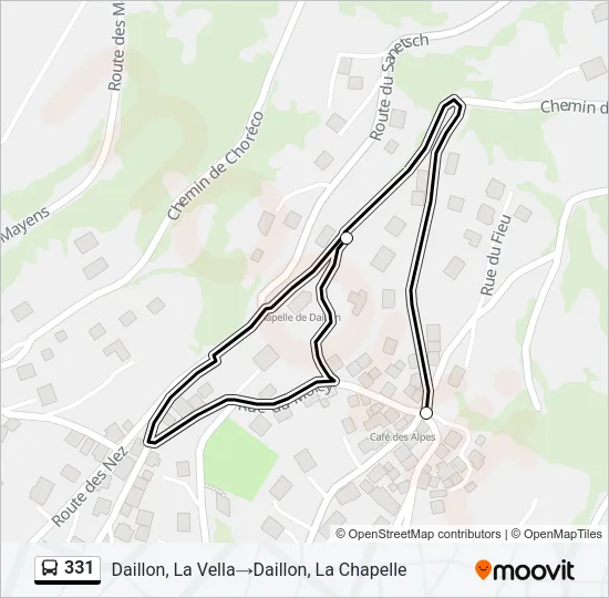 Plan de la ligne 331 de bus