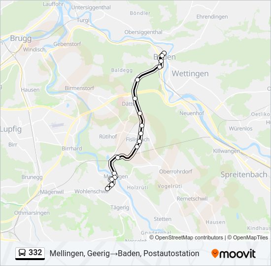 332 bus Line Map