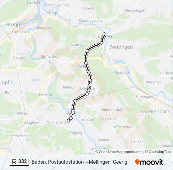 Buslinie 332 Karte