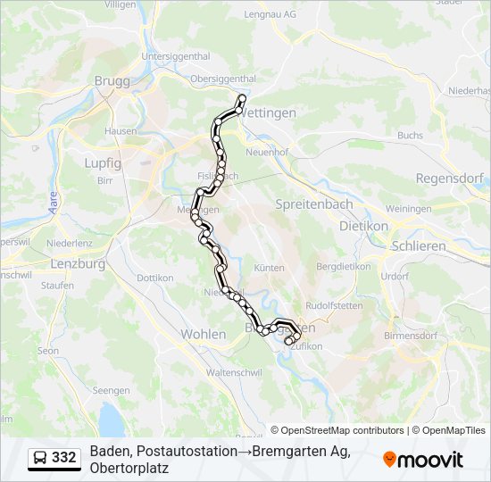 Buslinie 332 Karte