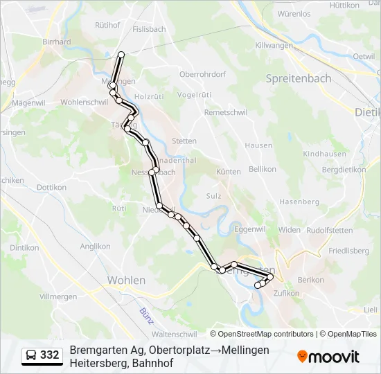 332 Bus Line Map
