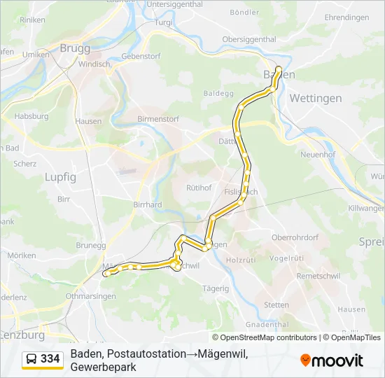 334 Bus Line Map