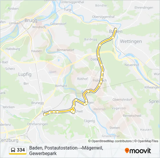 334 Bus Line Map