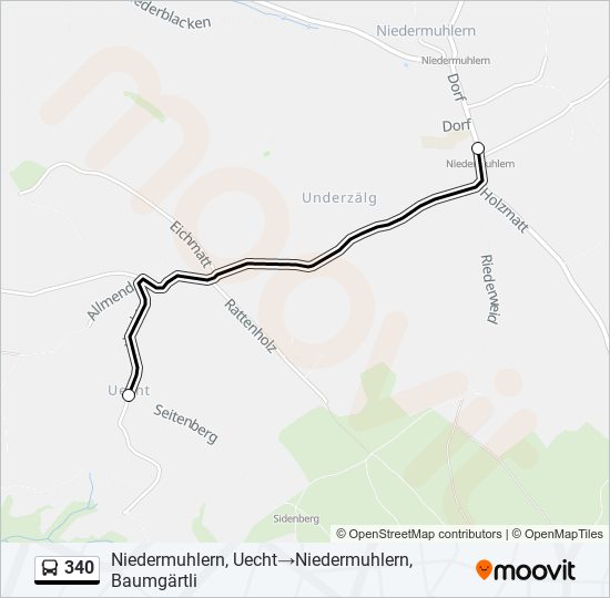 Plan de la ligne 340 de bus