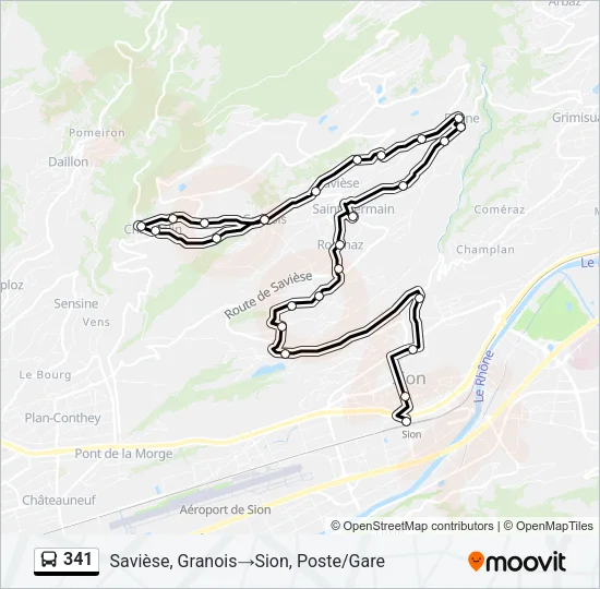 Plan de la ligne 341 de bus