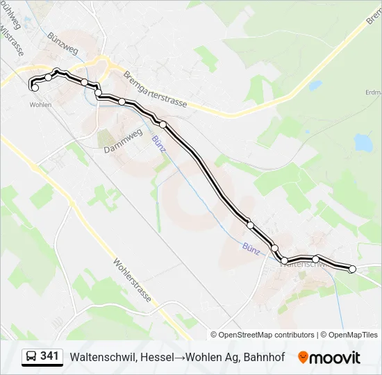 Plan de la ligne 341 de bus