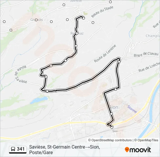 Plan de la ligne 341 de bus