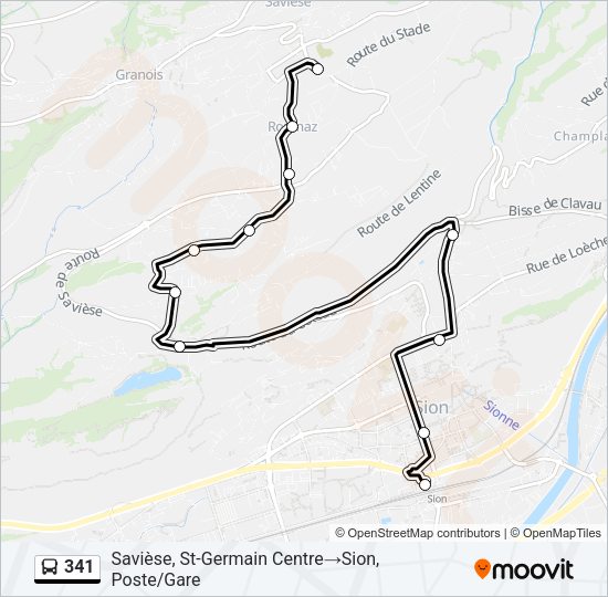 341 Bus Line Map