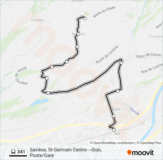 Plan de la ligne 341 de bus