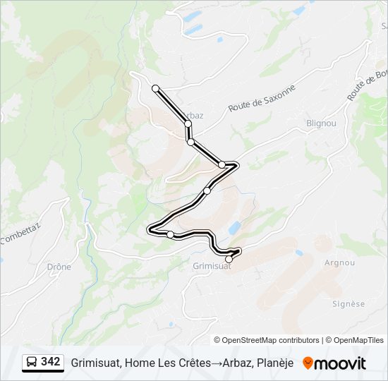 342 Bus Line Map