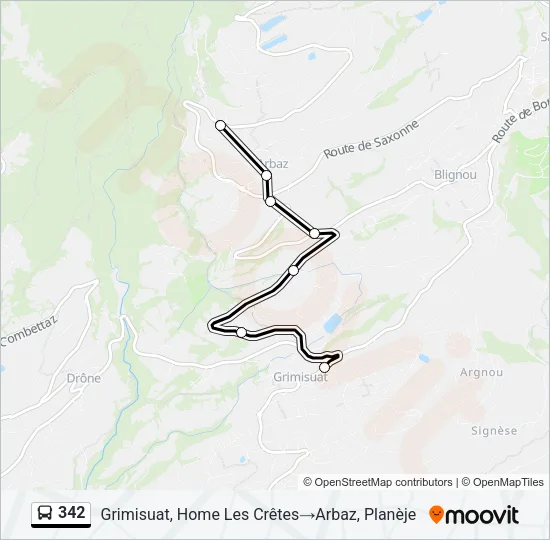 342 Bus Line Map