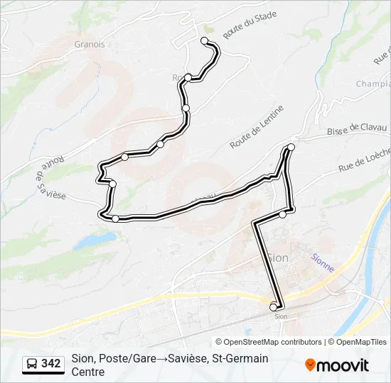 Plan de la ligne 342 de bus